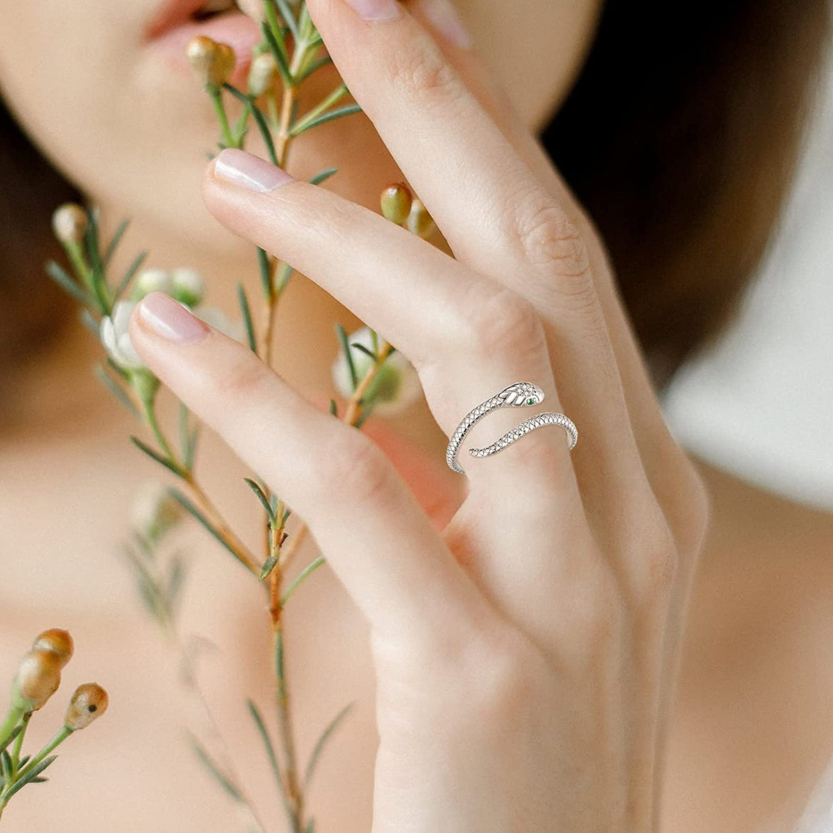 Anillo Serpiente Ojos Verdes Ajustable Accesorios Mexicali