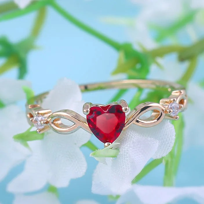 Anillo de corazón rojo hot sale