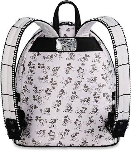 Mickey Mouse Mochila 100 Aniversario Blanco Y Negro