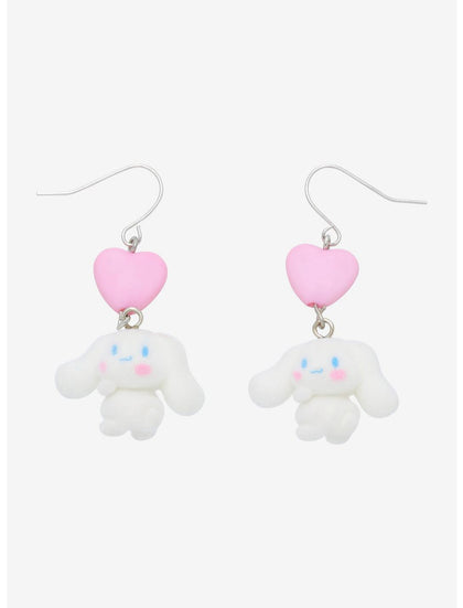 Cinnamoroll Heart Charm Aretes Colgando