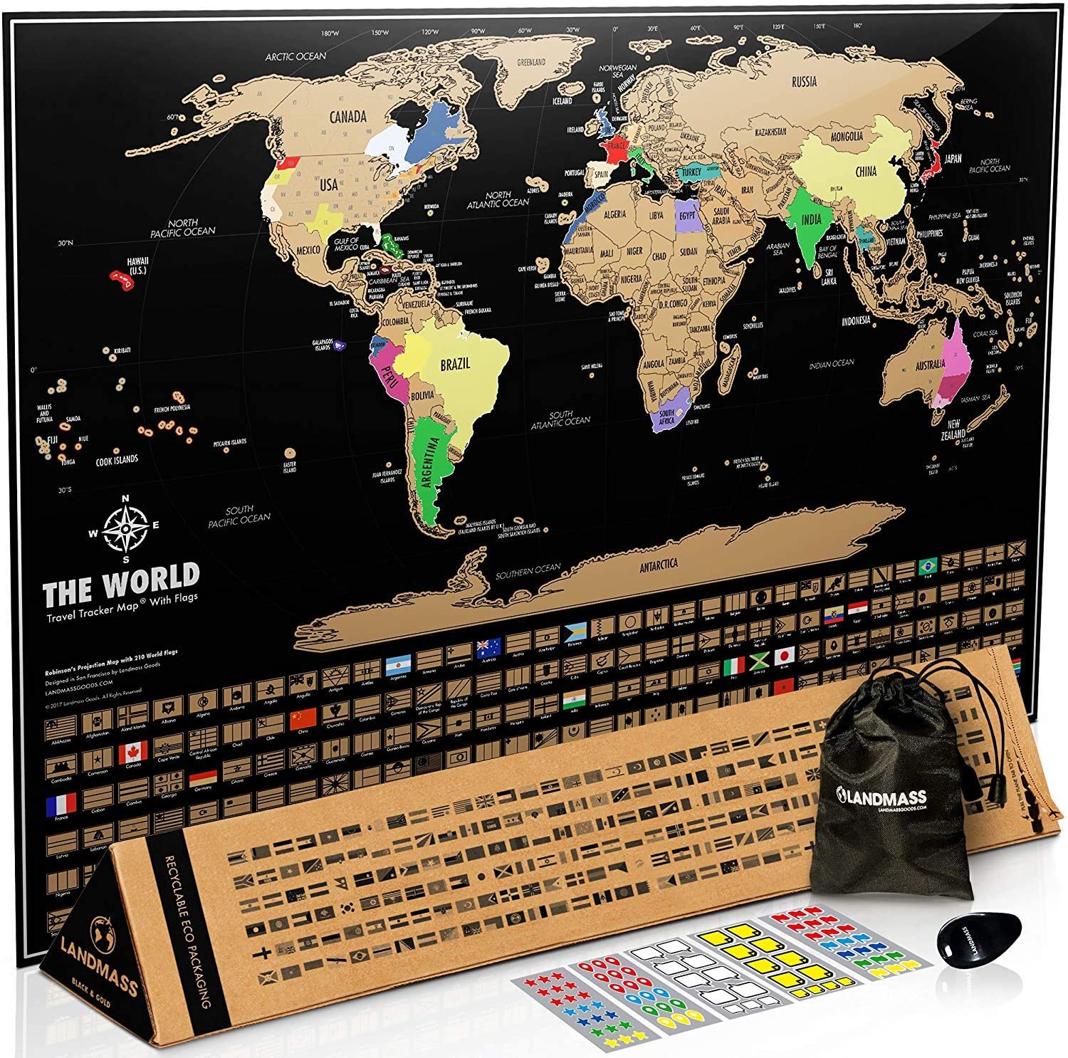 envami® Mapa Mundi Rascar I Mapas del Mundo para Marcar Viajes I 68 X 43 CM  I Oro I Scratch Off Travel Map : .es: Oficina y papelería