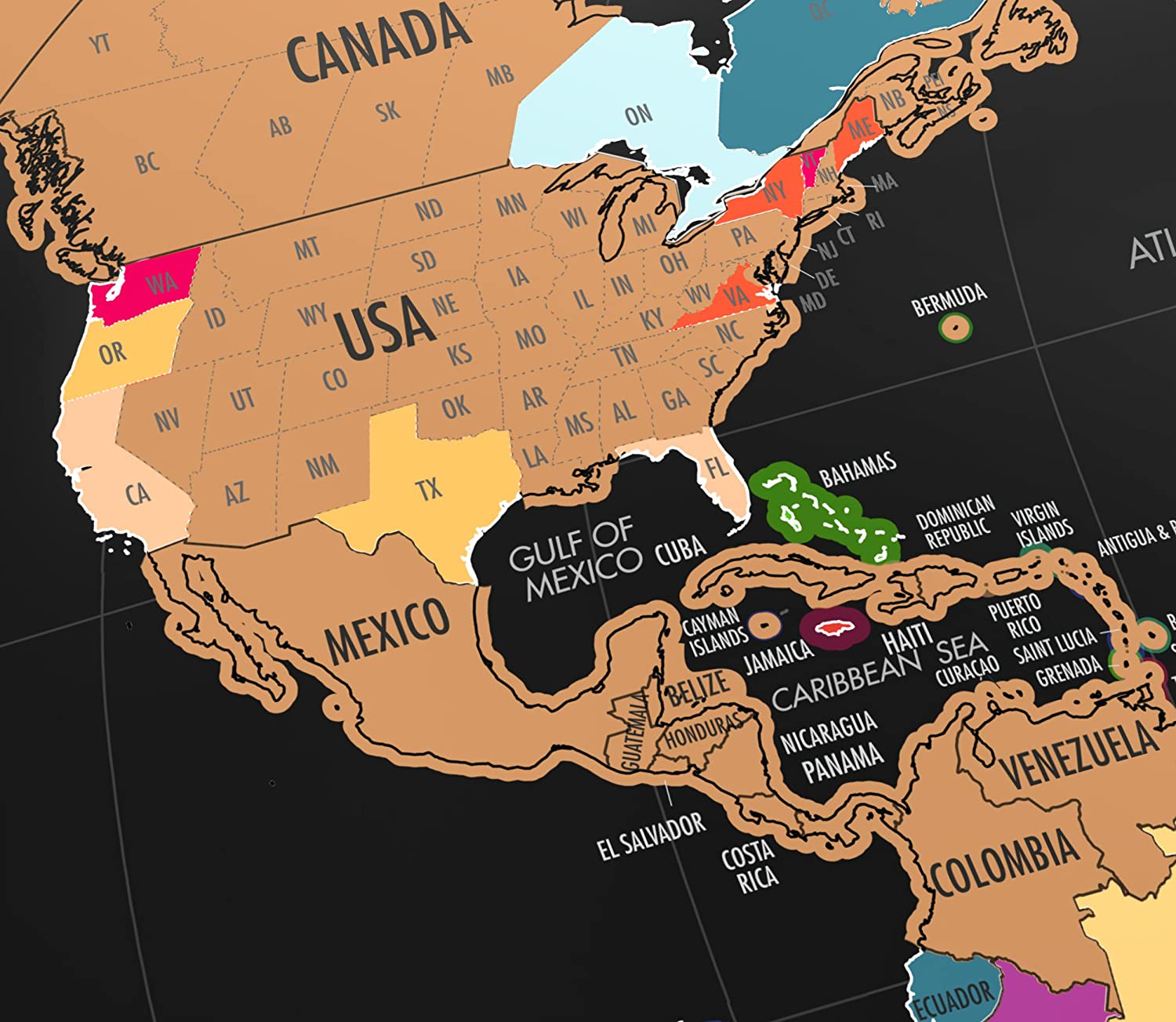  Mapa del mundo para rascar con lápiz de tiza – Escribe en el  mapa para raspar – Póster exclusivo del mundo para rascar con condados,  ciudades y capitales – Colores divertidos