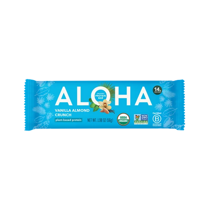 ALOHA Plant Based Protein Bars, Vanilla Almond Crunch, 14g Protein, Cont. 12