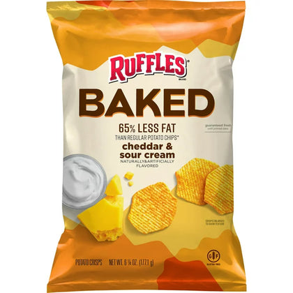 Ruffles Baked Cheddar & Sour Cream Flavored Potato Crisps, Bolsa de 6.25 oz