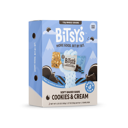 Bitsy's Soft Baked Bars, Cookies and Cream, Snack Bars, 5 barras