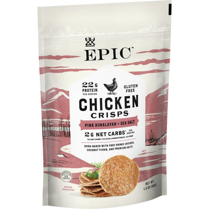 EPIC Pink Himalayan Sea Salt Chicken Crisps, Keto Friendly, Bolsa de 1.5oz