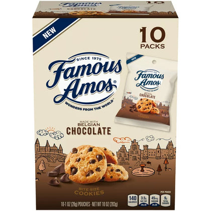 Famous Amos Belgian Chocolate Chip Cookies Caddy Pack, 10 Oz (10 Count)