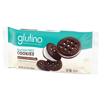 GLUTINO Chocolate Vanilla Creme Cookies, 10.5 oz