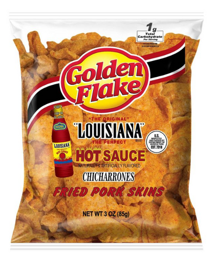 Golden Flake Louisiana Hot Sauce Fried Pork Skins - 3oz