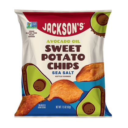 Jackson’s Sweet Potato Kettle Chips with Sea Salt made with Premium Avocado Oil (1.5 oz, Paquete de 10)