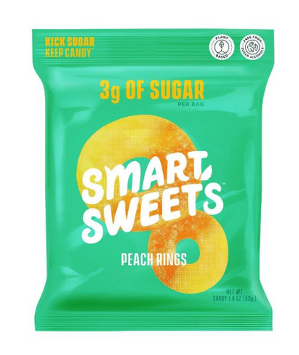 SmartSweets Peach Rings, Sour Gummy Candy - 1.8oz