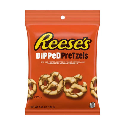 REESE'S Milk Chocolate Peanut Butter Dipped Pretzels, Snack, Bolsa de 4.25 oz