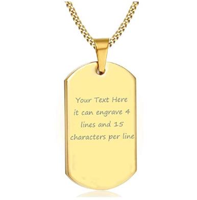 Collar Personalizado Tipo Militar Dorado Dog Tag