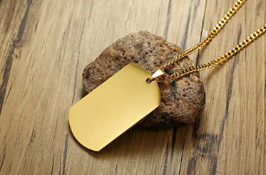 Collar Personalizado Tipo Militar Dorado Dog Tag