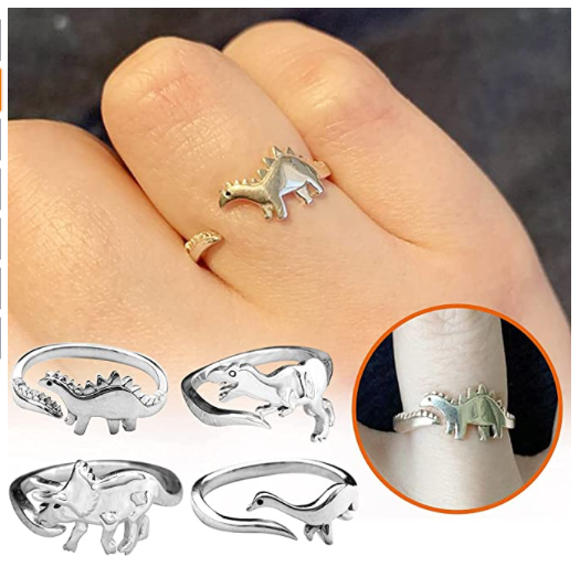 Set De Anillos Dinosaurio 4 Piezas Accesorios Mexicali