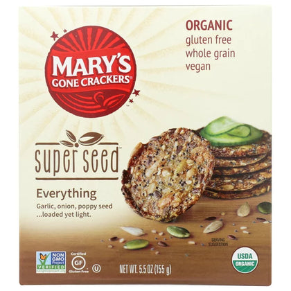 Marys Gone Crackers Super Seed, Everything, Caja de 5.5 oz