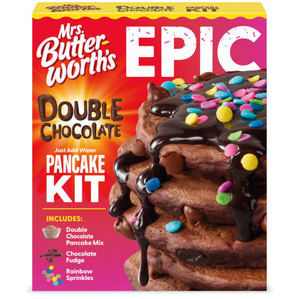 Mrs. Butterworth's Epic Double Chocolate Pancake Mix Kit, 23.56 oz