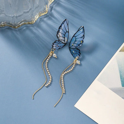 Aretes De Mariposa Alas Azules