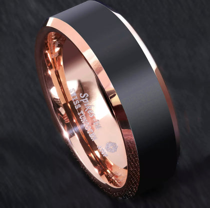 Anillo Negro Cromado RoseGold Caballero