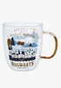 Harry Potter Taza Vidrio Hogwarts Glitter