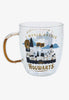 Harry Potter Taza Vidrio Hogwarts Glitter