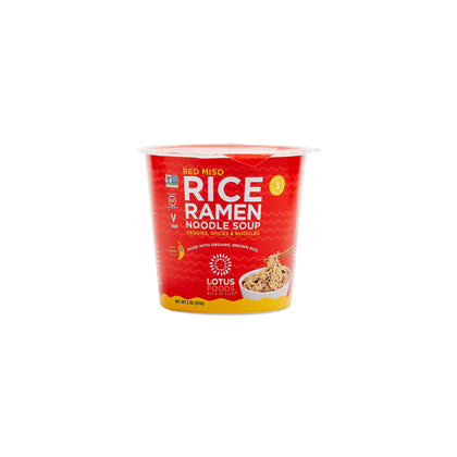 Lotus Foods Gluten Free Vegan Brown Rice Red Miso Ramen Noodle Soup Cup (6)