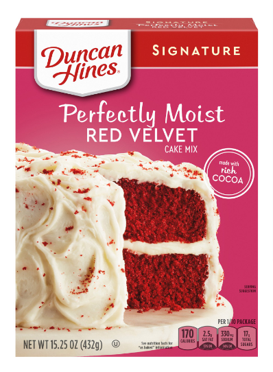 Duncan Hines Red Velvet Flavored Cake Mix, Baking Mix, 15.25 oz.